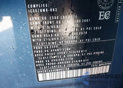 2019 Volkswagen Tiguan Se/Sel/Sel R-Line Jet-Black/Sel R-Line z USA, uszkodzony, nr VIN 3VV2B7AX4KM083120